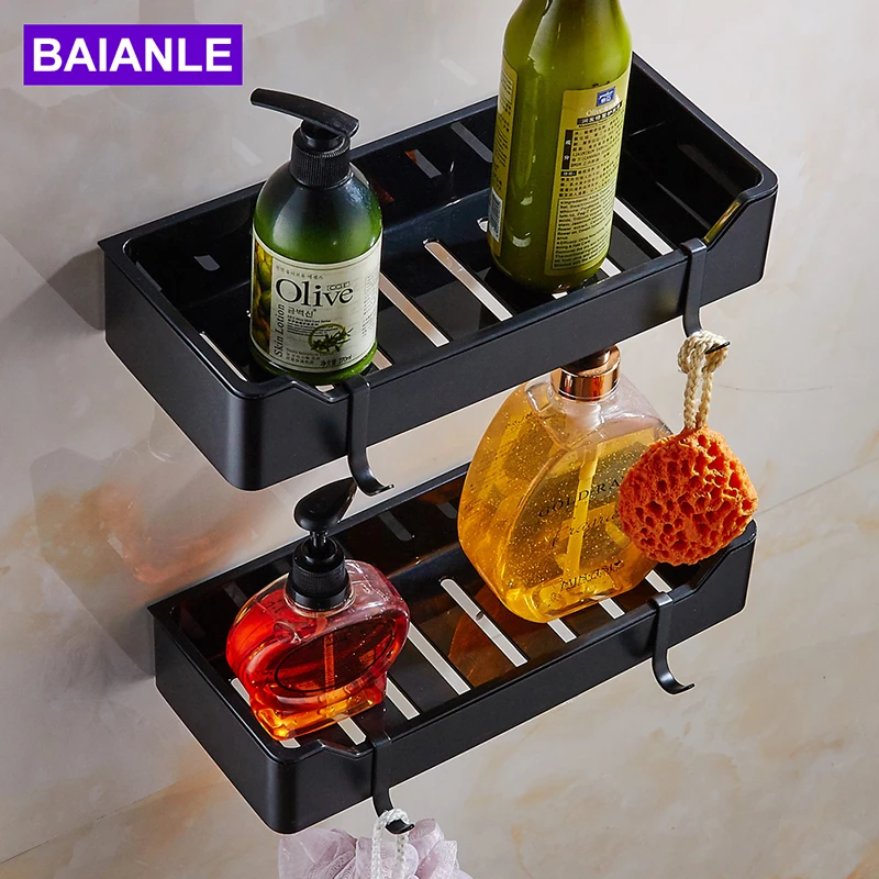 Черные полки для ванной комнаты из матового никеля|bathroom shelf|black bathroom shelfstainless shelf |