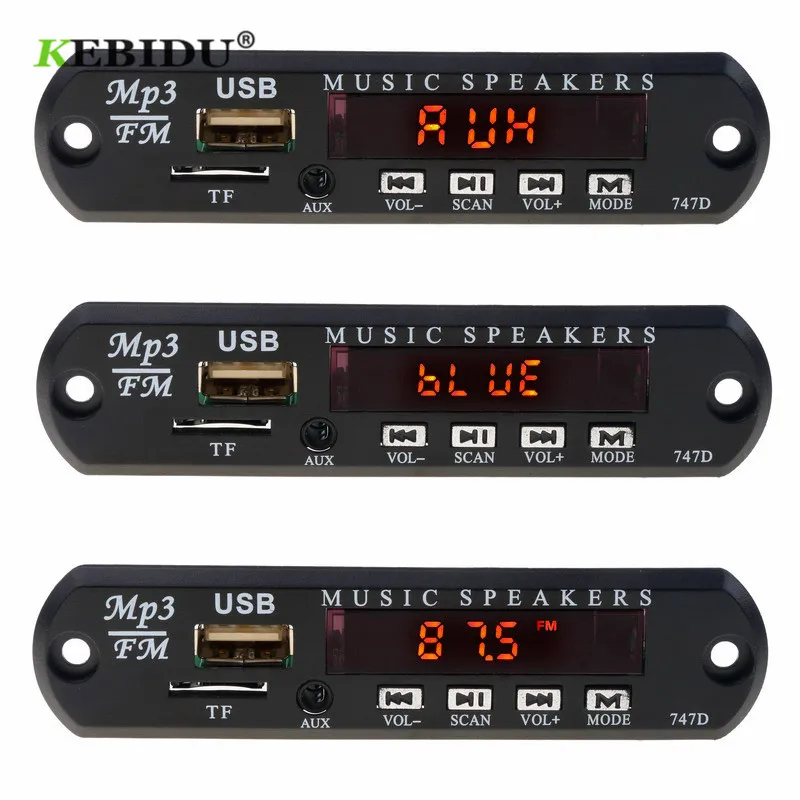 Kebidu 5 в 12 В Автомобильный USB Bluetooth MP3 WMA декодер аудио модуль беспроводной FM Aux радио