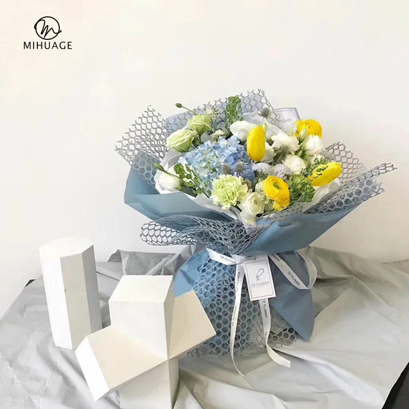 

MiHuaGe 60Pcs Fashion Mesh Wrapping Paper Wedding Festival Gift Decor Wrap Copy Tissue Paper Flowers Packaging Decor Paper