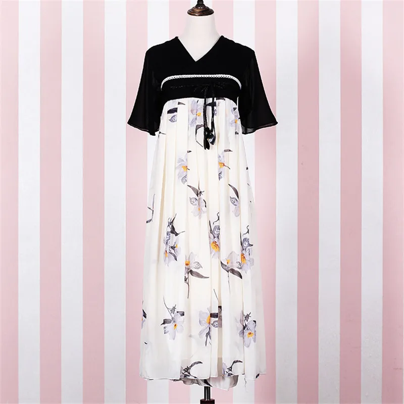 2017 Chinese Traditional Clothings Ruqun Dress One-Piece Black And White Elegant Retro Chest-High Tang Dynasty Long Short | Тематическая
