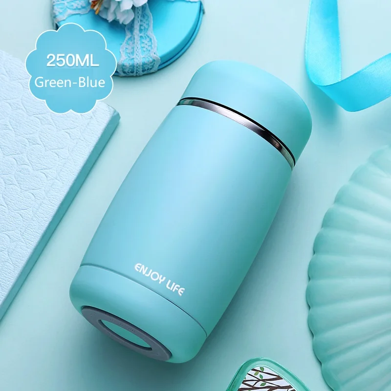 Green Blue 250ml 250 мл/300 мл/320 мл модный термос с рисунком из мультфильма Термокружка с веревкой переносная Термокружка с милым кроликом для студентов и детей - Цвет: Green Blue 250ml