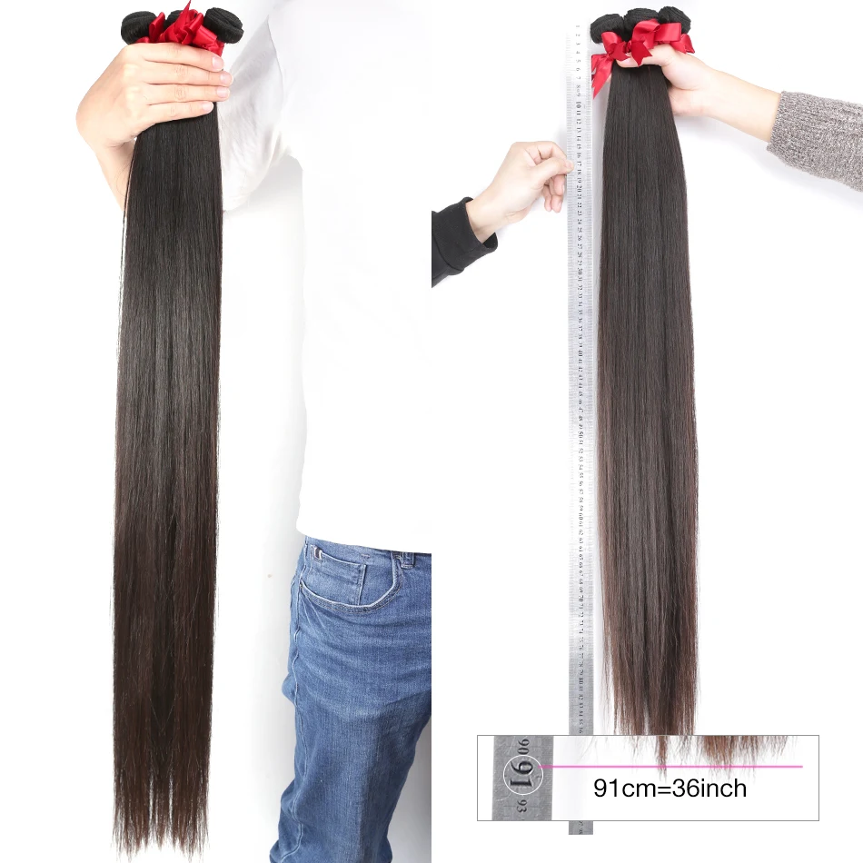 Luvin прямые 26-40 дюймов 30 32 34 36 дюймов Бразильские Длинные волосы 1 3 4 5 Пряди человеческие волосы плетение волос натуральный цвет