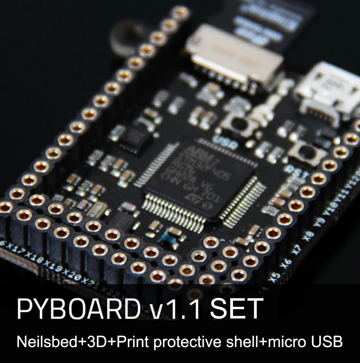 PyBoard V1.1 MicroPython Micro Python 3 комплект плат с штырьковым основанием чехол 3D принтом USB