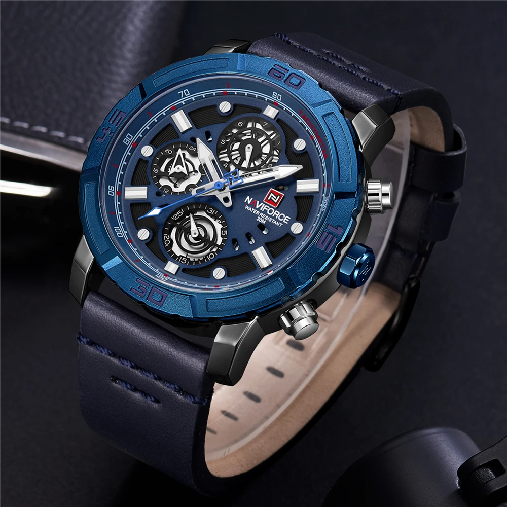 NAVIFORCE мужские часы лучший бренд класса люкс водонепроницаемые 24 часа дата