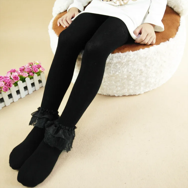 2016 Мода Осень Мультфильм Кружева Цветок Девочка Колготки Хлопок Милые Дети Чулок