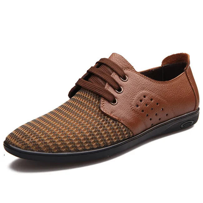 2016 Новый Летний Мужские Обувь Из Натуральной Кожи Дышащий на шнурках Квартиры