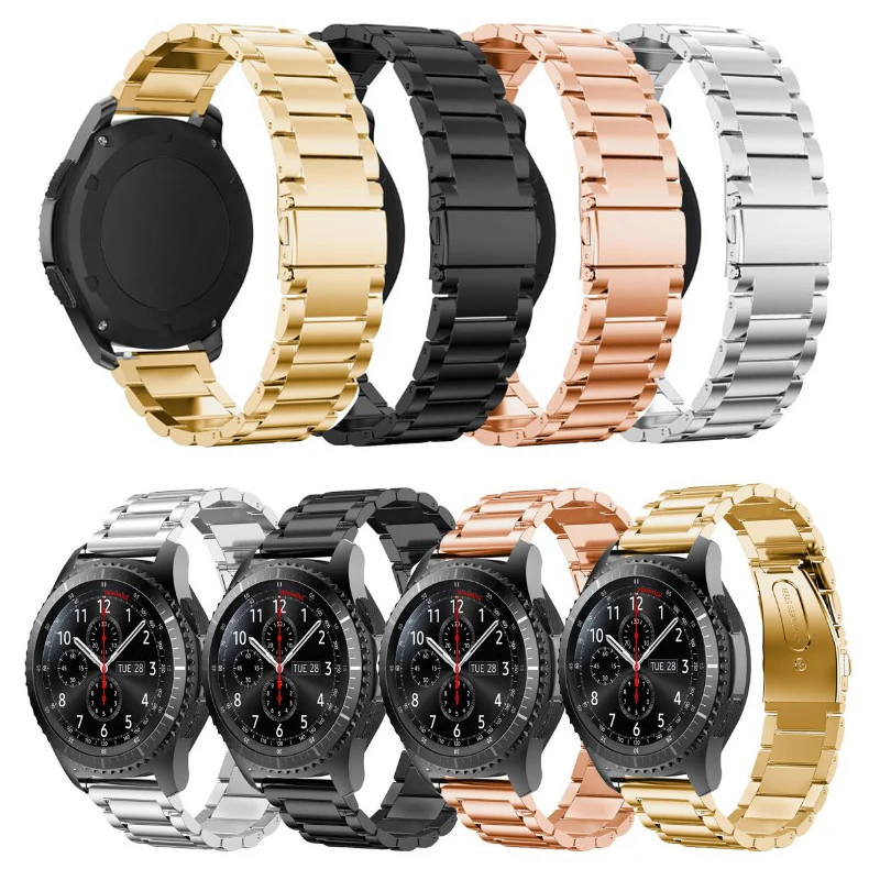 

New Stainless Steel Watch Band Bracelet Strap For Samsung Gear S3 Frontier / Classic Connector Adapter 22mm Black Rose Gold