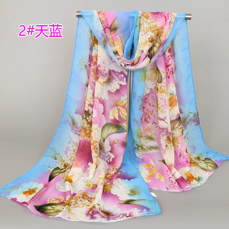 Популярные женские шали с цветочным принтом в виде листьев пляжные шифоновые
