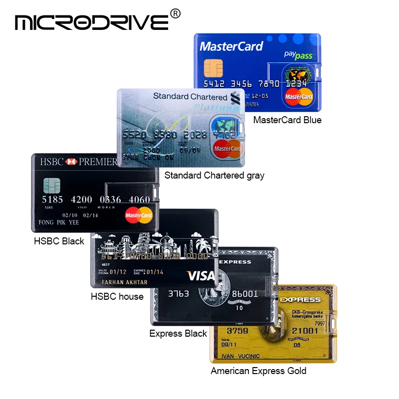

Credit Card Master visa cards HSBC American Express USB Flash Drive pen 64GB 32G 8G 16G usb bank card Memory Sticks drive pen
