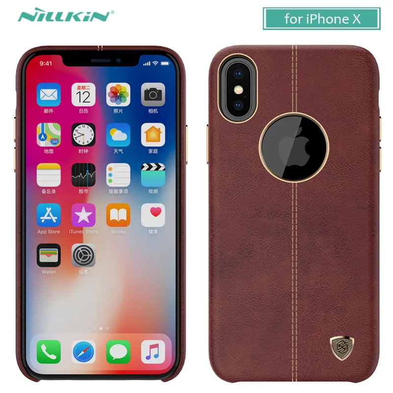 Фото Чехол для iPhone X 10 8 7 6 6s серии Nillkin Englon кожаный чехол телефона Plus роскошный
