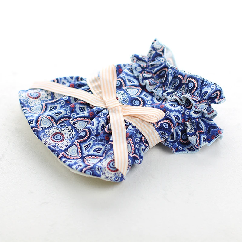 Fashion Print Spring Autumn Princess Dog Dress Clothes Big Bow Tie Cute Funny Skirt Chihuahua Small Pets Costume 910A | Дом и сад