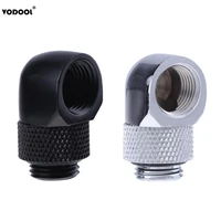 pc water cooling tube adapter g14 inner outer dual thread 90 degree rotary water tube connector adapter black silver 2 colors