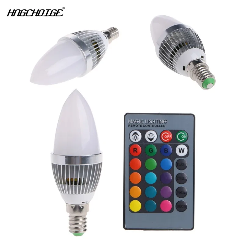 E12/E14 3 Вт RGB светодиодный светильник лампа с 15 меняющимися цветами пультом