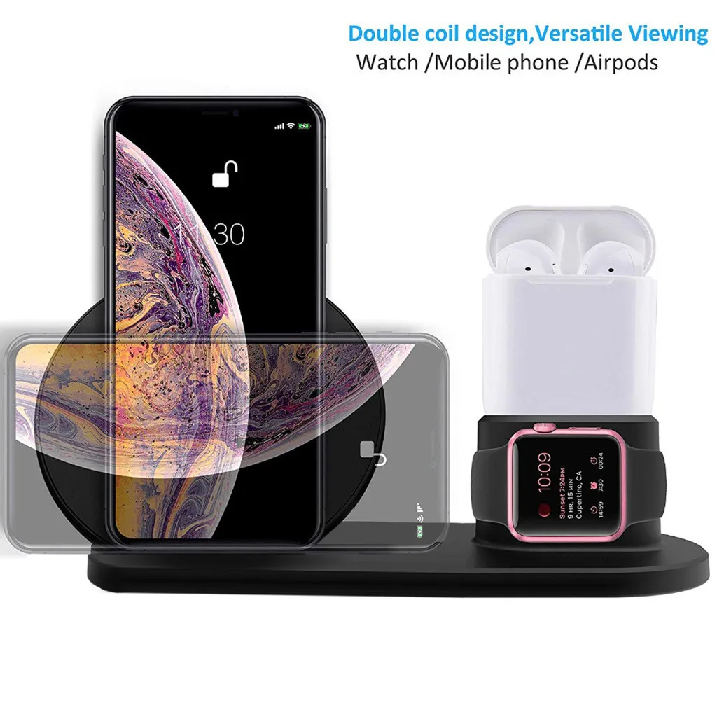 3 в 1 Беспроводное зарядное устройство для Apple Watch серии 4/2/1 iPhone X 8 XS|Зарядные