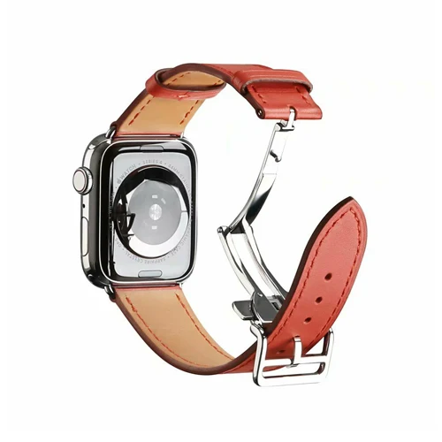 2 Кожаный ремешок для apple watch, ремешок 42 мм, 38 мм, Версия 44 мм 40 мм развертываемая застежка ремешок для наручных часов iwatch, версия в едином положении во время занятий легкой атлетикой, 5/4/3/2/1 ремень - Цвет ремешка: 2