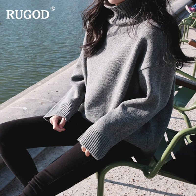 RUGOD новый Корейский водолазка кашемировый свитер осень зима толстый теплый