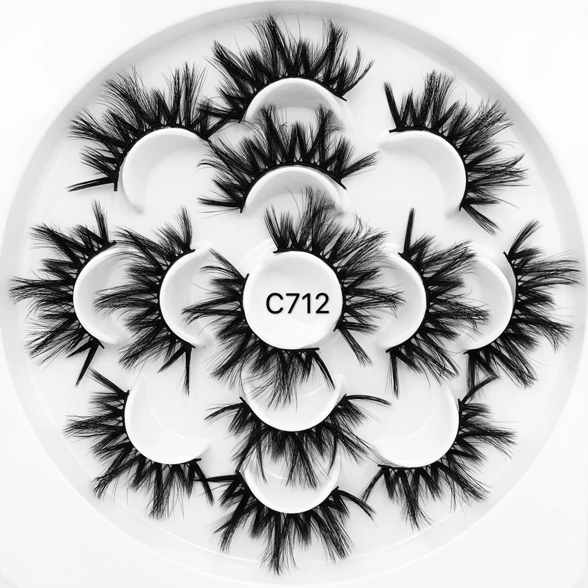 C712 1/7 пар 3D норковые накладные ресницы 25 мм толстые длинные пушистые норковые ресницы ручной работы инструменты для макияжа - Цвет: C712