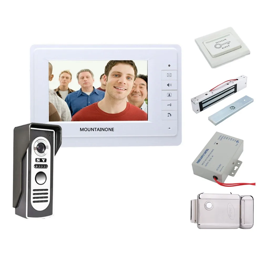 Home Security 7 Inch Video Door Phone Doorbell Intercom Kit 1-camera 1-monitor Night Vision+Electronic locks Set | Безопасность и
