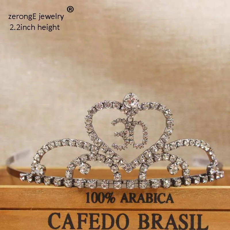 tiara same as pic ZerongE ювелирные изделия Сладкий 15 и 16/18/20 Вт, 30 Вт/40/50/60 день рождения Хрустальное Сердце Quinceanera Тиара. Бронзовая/Серебряная/золотая ювелирная тиара - Окраска металла: tiara same as pic
