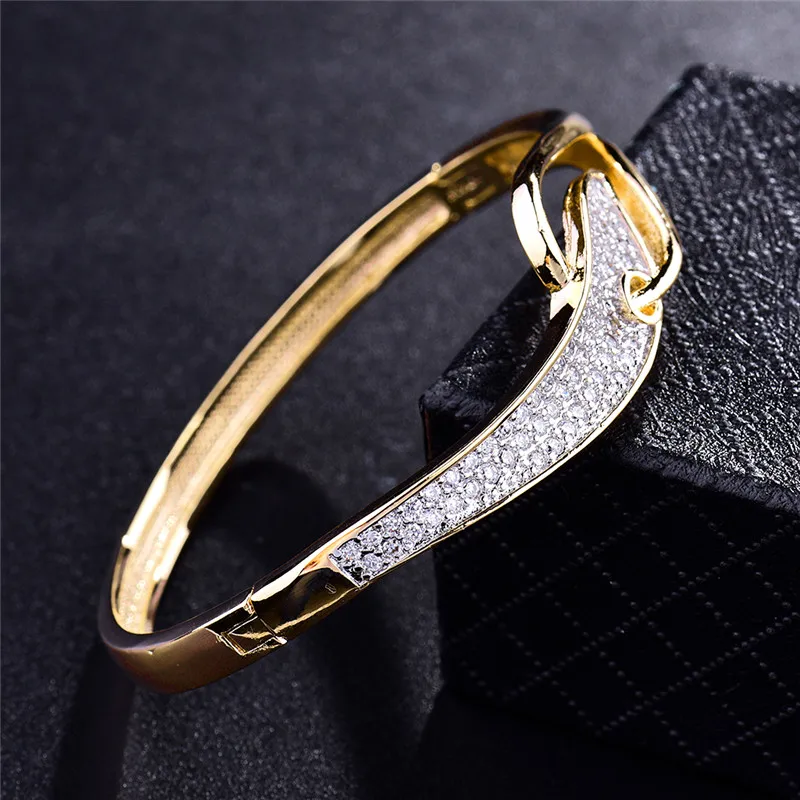 Женский индийский браслет BUDONG белый фианит золотого цвета циркон ювелирные