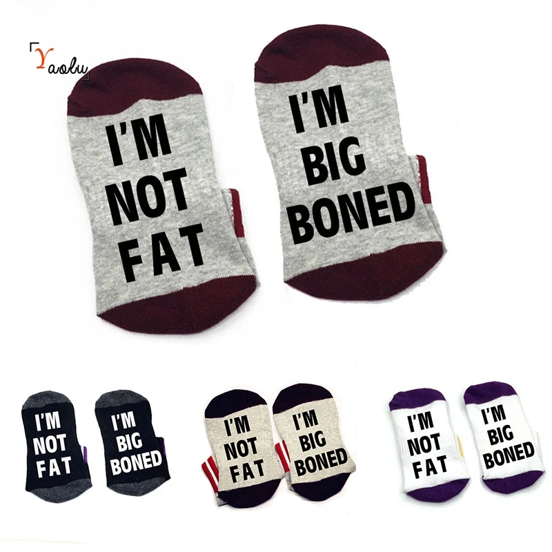 Носки I'm not fat big boned хлопковые носки унисекс тапочки до щиколотки забавная
