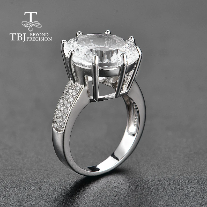 TBJ, кольца из белого кварца, большие размеры, звезда, круглый натуральный драгоценный камень, серебро 925 пробы, модный дизайн, хорошее ювелирное изделие для девочек