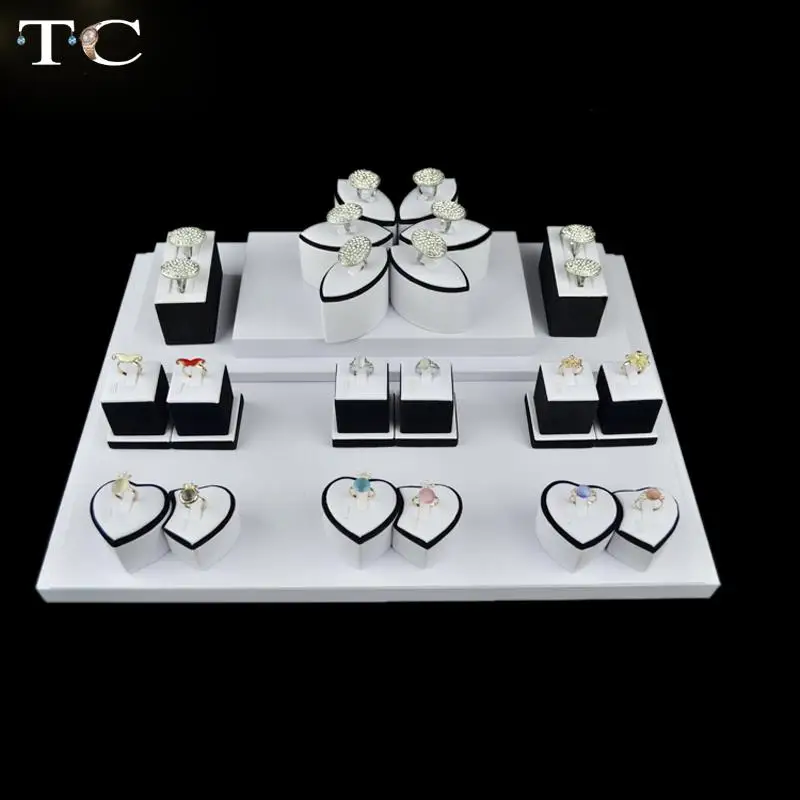 Витрина для ювелирных изделий белая подставка колец из искусственной кожи