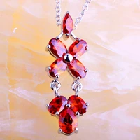 jrose new flower pretty red cz silver color no chain pendant necklace beautiful fashion women jewelry wholesale pretty gifts