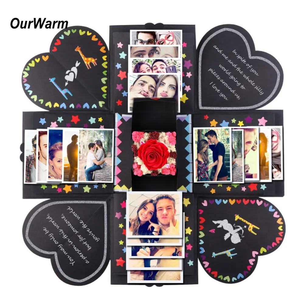OurWarm DIY сюрприз любовь взрыв коробка подарок взрыв для юбилея скрапбук DIY Фотоальбом подарок на день рождения 15x15x15 см