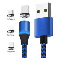magnetic cable braided led type c micro usb magnetic usb charging cable for apple iphone x 7 8 6 xs max xr samsung s9 cord