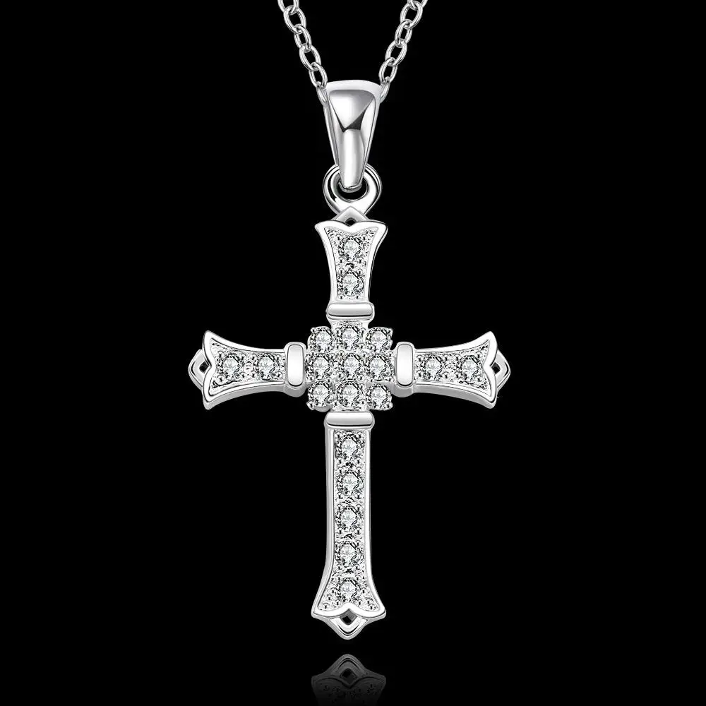 N633 Оптовая Продажа Модные с серебряным покрытием Jewelry Крест Иисуса Бог тонкой