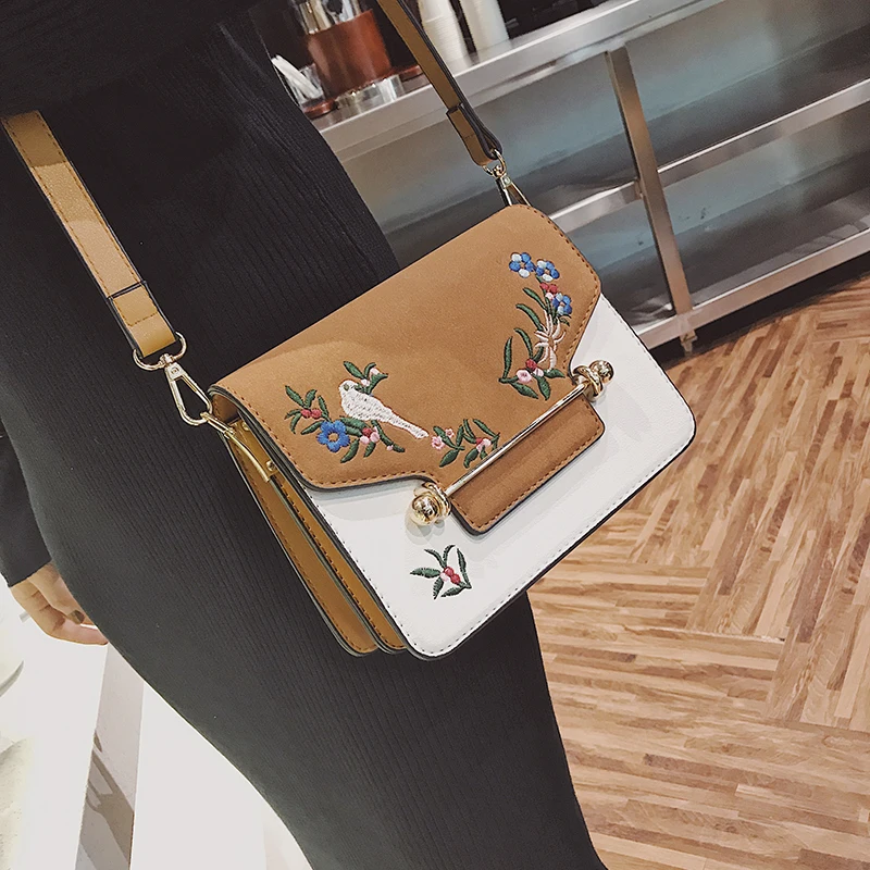 Мини сумка с вышивкой в виде животных птиц цветов железных прутьев магнитной