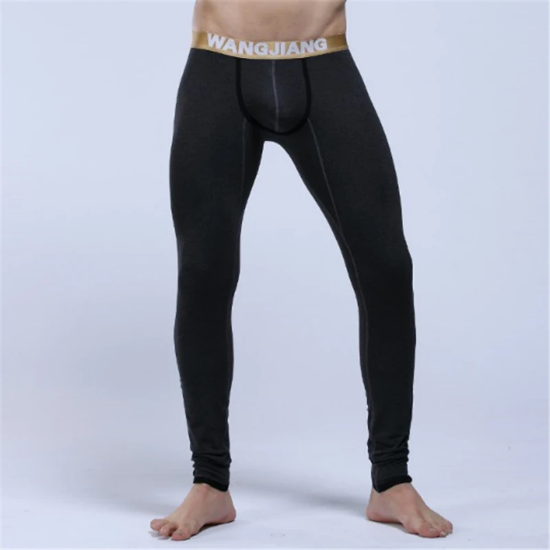 Мужские теплые кальсоны с большим карманом для пениса удобная Пижама зимние