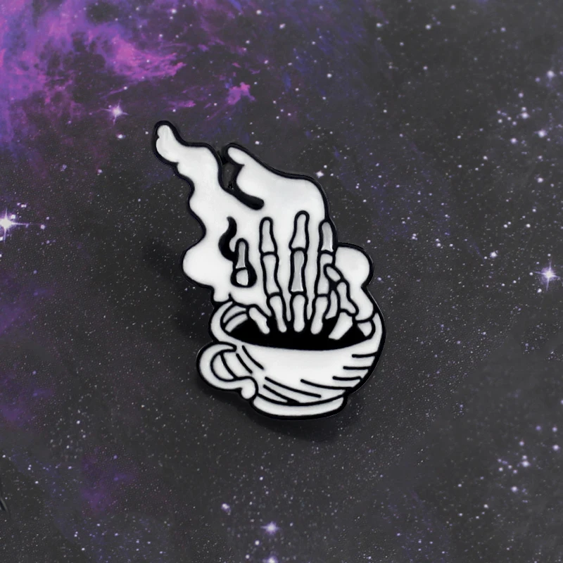 Wake up the Dead эмаль булавка тепло кофе скелет ручная брошь в стиле панк игла шапка