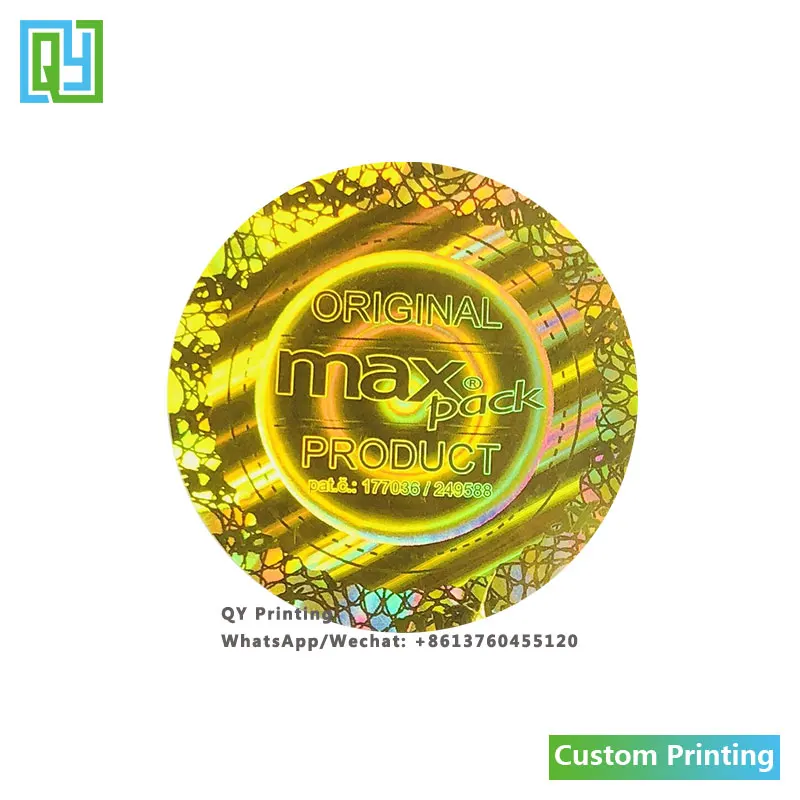10000pcs Custom Printed Secure Genuine Hologram Sticker Authentic Orignal Certified Valid 3D Hologram Labels Golden 3D Foil Seal