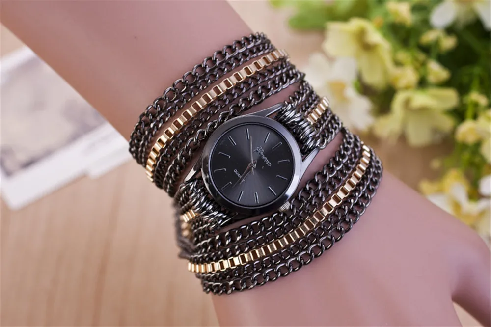 Хит продаж подарок для девушек женские часы с тремя ремешками браслет из стали