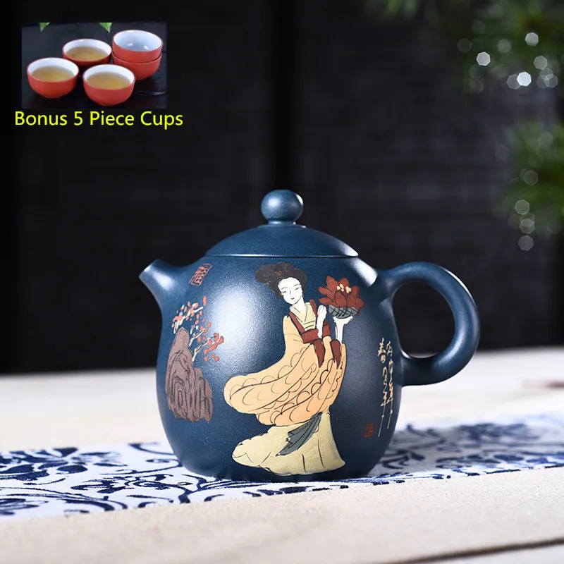 

240ml Yixing Purple Clay Tea Pot Genuine Full Original Green Mud Painted Dragon Egg Teapot Kung Fu Tea Set Free Shipping