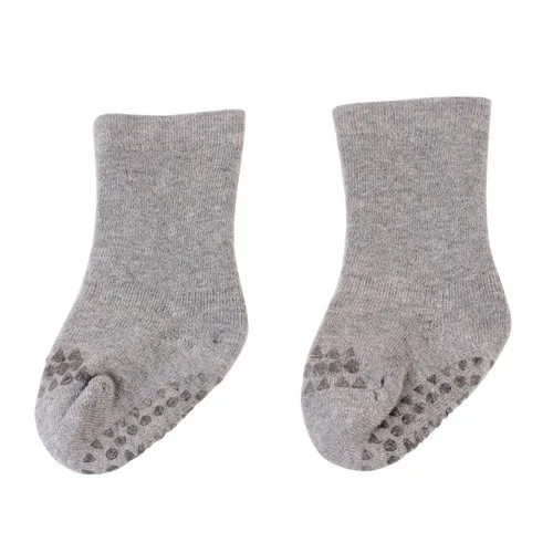 Light Grey Puseky/Носки для новорожденных унисекс с рисунком нескользящие носки с резиновой подошвой для девочек и мальчиков, хлопковые зимние носки-башмачки для малышей От 0 до 3 лет - Цвет: Light Grey