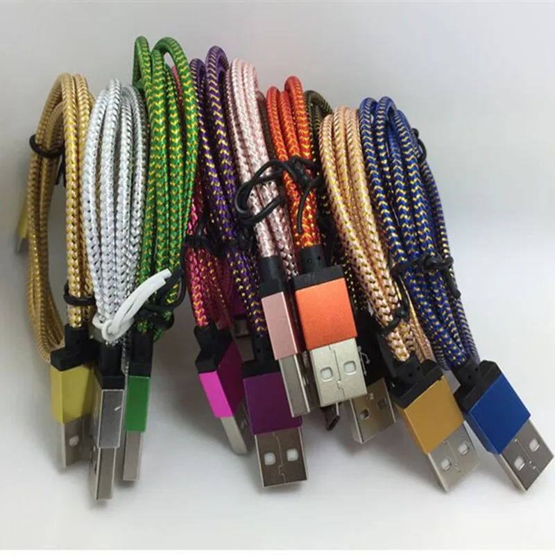500pcs 1M 10FT Aluminum alloy Fabric nylon braided Micro USB charger Cable Cord For Samsung Galaxy s6 S7 edge s4 s3 for HTC |