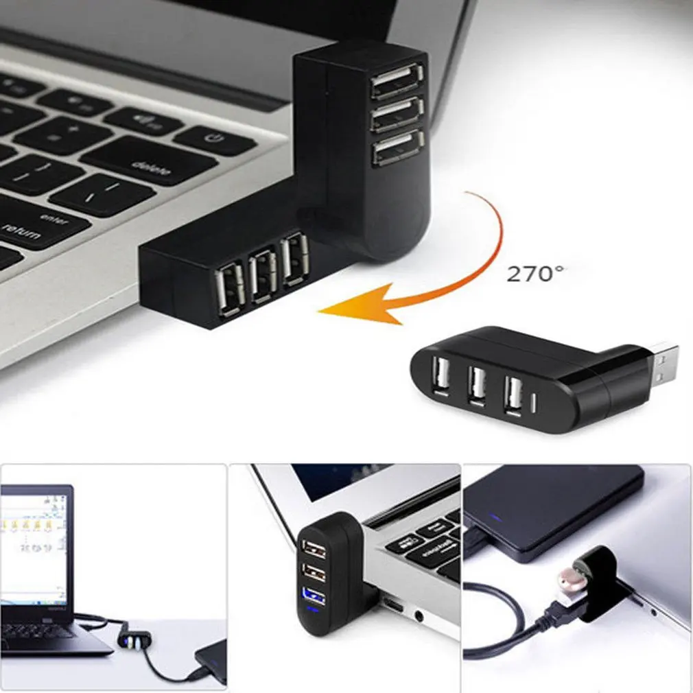 Mini 3 порты и разъёмы USB 3,0 вращающийся сплиттер адаптер концентратор для портативных ПК тетрадь Mac