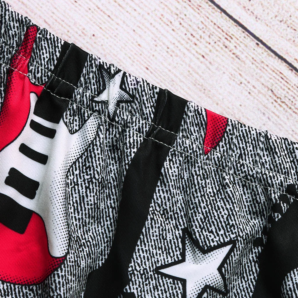 

2019 Baby Outfits Summer Fashion Pants Outfits Toddler Baby Boys&Girls Short Sleeve Letter Print Tops+Guitar Shorts Outfits