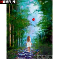 homfun full squareround drill 5d diy diamond painting girl scenery embroidery cross stitch 3d home decor gift a13356