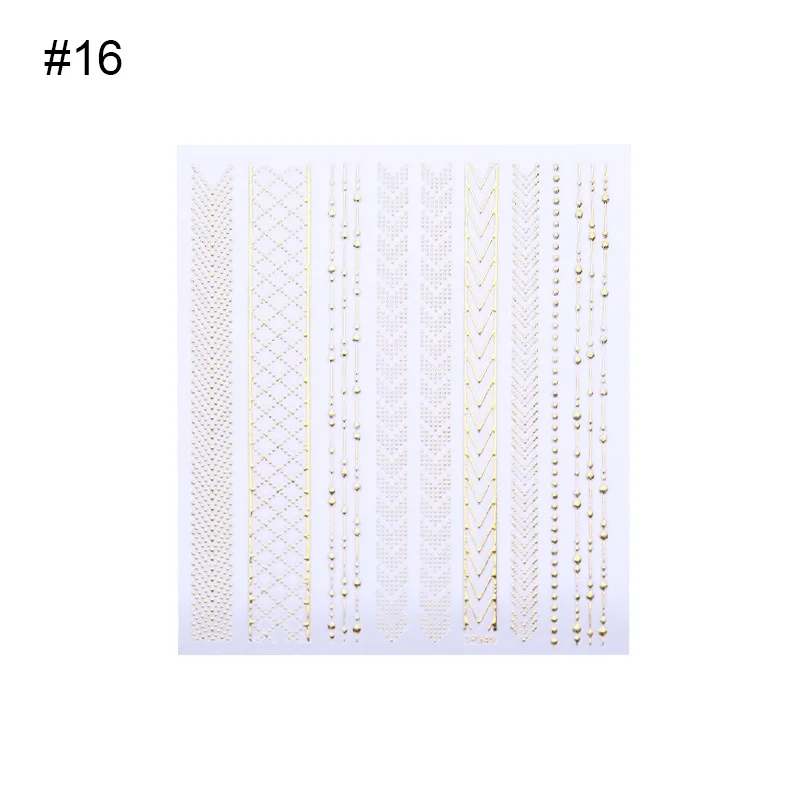 Pattern 16 1 лист 3D наклейки для ногтей Золотая Луна Звезда волнистая линия DIY переводные наклейки для украшения ногтей набор для маникюра - Цвет: Pattern 16