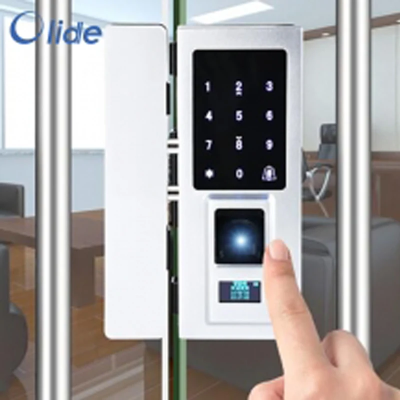 Olide отпечаток пальца стеклянный дверной замок Пароль/отпечаток пальца/RFID карта в