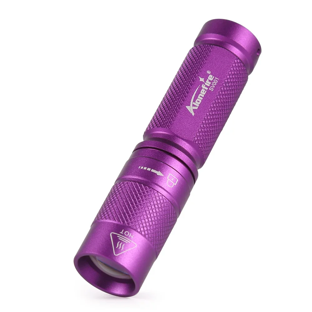 AloneFire SV001 365nm Светодиодный УФ-светильник, светильник-вспышка для путешествий, отелей, безопасности, Скорпион, денег, кошек, собак, домашних животных, мочи, фонарь детектор AA, сухой элемент