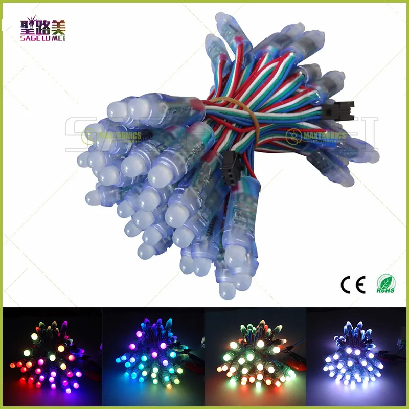 50 шт. светодиодный модуль освещения 12 мм lumineuse luces DC5V Полноцветный WS2801/6803 пикселей