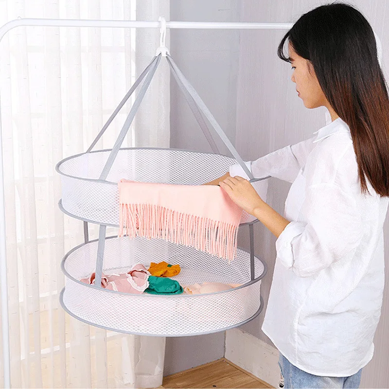 Windbreak clothes drying basket folding net single double three-layer rack wholesale | Дом и сад