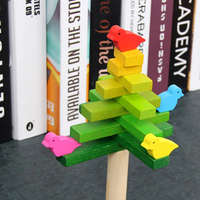Деревянный игрушечные Кирпичи Птица бревне Jenga игрушки Логические блоки