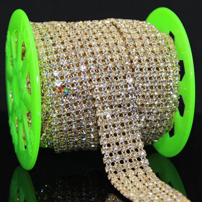 1 ярд 5 рядов стразы отделка торта Хрустальная лента SS20 прозрачные камни AB Золотая