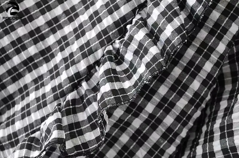 

FOLOBE 2020 spring autumn fashion 3/4 sleeve plaid short blouse blusas mujer de moda shirt womens v neck tops and blouses